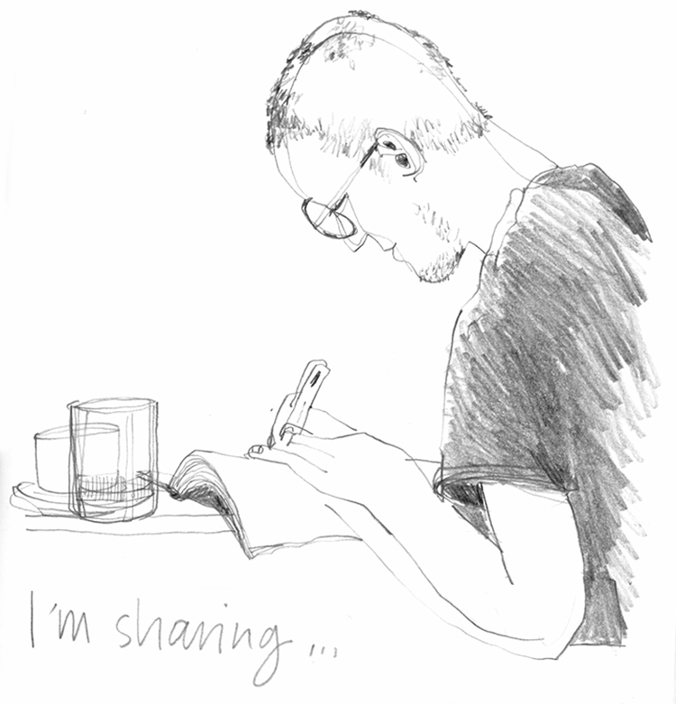 man sharing information with clients